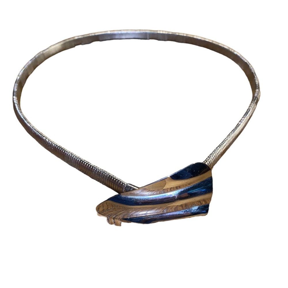 Vintage silver snake chain belt w unique buckle stretch